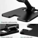 2 x Foldable Cell Phone Stand, Aluminum Adjustable Cell Phone Stand Holder for Desk, Compatible with All Mobile Phones (Black)