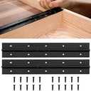 BEAMNOVA 2 Pcs Black Piano Hinges 12x2x0.06 Inch Heavy Duty Continuous Hinges 304 Stainless Steel with Holes Screws for Cabinet Doors Pianos Mailbox Storage Boxes