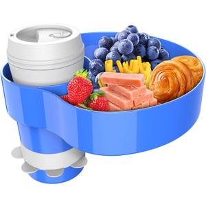 Kids Car Seat Tray, Travel Tray with Cup Holder for Toddler, Kids Car Seat Food Snack Holder for Road Trip, Stroller Snack Organizer travel must haves - Blue Color