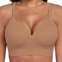 Ubras Support Lift Wireless Bra Plus Size Shaping Bra for Big Breast Seamless Bra No Underwire (Beige, XL)