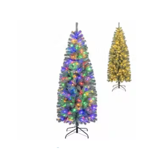 9 Modes LED Pre-Lit Blue Artificial Slim Pencil Christmas Tree - 195cm
