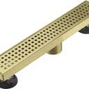 AVSIILE Linear Shower Floor Drain, Brushed Gold 18 Inch Bathroom Drains Kit