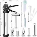 2.1 LB Professional 304 Stainless Steel Jerky Gun Kits, Sausage Stuffer, Jerky Maker, Jerky Shooter, Beef Jerky Making Gun with 5 Nozzles, 1 meat pusher and 5 Cleaning Brushes