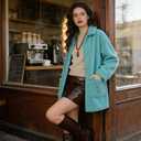 Women's Faux Wool Coat Long Winter Jacket with Pockets, Long Sleeve Lapel Coat, Soft Fluffy Outerwear for Women