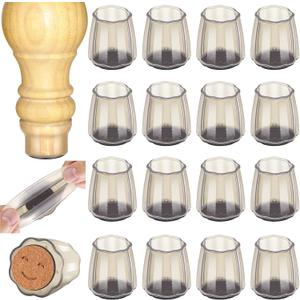 16-Pack Silicone Chair Leg Floor Protectors for Hardwood Floors, Chair Leg Caps with Felt Pads, Non-Slip Felt Furniture Pads to Prevent Scratches & Reduce Noise, Chair Feet Protectors for Wood Floors