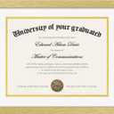 upsimples 11x14 Diploma Frame Certificate Degree Document Frame with High Definition Glass, 3 Pack Diploma Frames 8.5 x 11 with mat for Wall and Tabletop, Gold White Double Mat