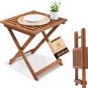 Folding Wooden Side Table Premium Portable Foldable Table for Outdoor & Indoor Use, Patio, Camping & Small Spaces Perfect with Adirondack Chairs Golden Teak Finish
