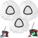 Mop Head Replacement, 3 Pack Spin Mop Refill Replace Head Compatible O Cedar Easywring 1-Tank System, Great Cleaning Power, Microfiber, Helper Housework, Machine Washable Easy-to-Replace, White