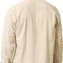 Cotton Linen Shirts for Men Lightweight Casual Long Sleeve Henley Beach Hawaiian Tops (Yellow, S)