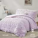 BEDAZZLED Queen Comforter Set, Purple Pinch Pleat Ruffle, 3 Pieces | Soft Microfiber Bedding Set, Pintuck Texture, Farmhouse Shabby Chic Style, Lightweight & Breathable, All Season Comfort