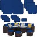 ClawsCover 13PACK PATIO FURNITURE SET CUSHION AND PILLOW COVERS (B-3361), Color Blue