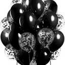 Pack of 100 Black Balloons 12 inch and 10 Pcs Black Confetti Balloon Total 110 for Wedding, Graduation, Birthday Party Decoration