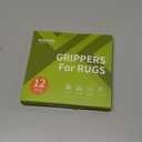 Rabenda 12 Pcs Rug Tape, Non Slip Rug Pads Grippers for Hardwood Floors and Tiles, Reusable Carpet Tape for Area Rugs, Double-Sided Adhesive Rug Stickers Keep Corners Flat (Black)