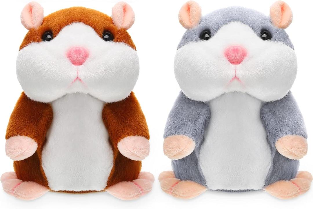 2 Pcs Talking Hamster Toys Repeats What You Say Plush Hamster Toy Interactive Toys Stuffed Hamster Repeating Plush Animal Toy Early Learning