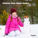 Unisex Kids Fleece-Lined Ribbed Thermal Knit Neck Warmer Gaiter | Dual Layer Winter Scarf Face Cover for Skiing Hiking (Beige/White)