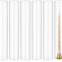 6 Pcs Hurricane Candle Holder Sleeve, H:14" D:2.5" Bottomless Glass Cylinder Candleholder Tall Clear Glass Cylinder Open Both Ends, Chimney Tube Cover, Open Ended Candle Shade