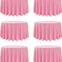 6-Pack Pink Round Tablecloths, 120 Inches, Stain-Resistant Polyester for 5-6 Ft Round Tables - Washable Table Covers for Weddings, Banquets, Birthday Parties, Events