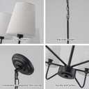 Farmhouse Chandelier 6 Light 31.5", Black Chandelier Modern Dining Room Light Fixtures over Table Island Lighting Fixture with Linen Fabric Shades for Kitchen Living Room Foyer Entryway Bedroom