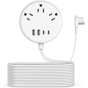 Flat Extension Cord 25 ft, NTONPOWER Flat Plug Power Strip with 3 Outlets 4 USB Ports(2 USB C), Ultra Thin Extension Cord Under Carpet, Mountable, Long Outlet Extender for Indoor Home Office Room