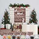 Meanplan 52 Pcs Christmas Hot Chocolate Bar Cocoa Bar Supplies 8 Acrylic Jars with Spoons 1 Hot Cocoa Stand Sign 24 Round Stickers 18 Tent Cards for Xmas Winter Party Supplies (Brown)