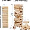 ApudArmis Giant Tumble Tower (Stack from 2Ft to Over 4.2Ft), 54 PCS Pine Wooden Stacking Timber Game with 1 Dice Set - Classic Block Giant Outdoor Game for Teens Adults Family