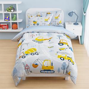 Construction Duvet Cover Sets Twin Size for Kids Boys, Include 1 Polyester Comforter Cover 68x86 Inches and 1 Pillowcase 20x26 Inches, Comforter Not Included, Gift for Christmas Birthday