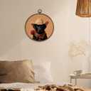 XBBMGG Western Cowboy Black Labrador Dog Wall Art, Funny Animal Red Rose Valentines Day Gift Round Wall Hanging Decor, Romantic Dog Framed Canvas Prints for Living Room Bedroom Decorations, 10x10in