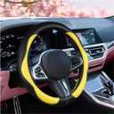 SuperKaKa Car Steering Wheel Cover 2025, Universal Auto PU Cute Breathable Slip-Proof Comfort Imitation Leather Protector Cars Interior Accessories for Women Men Fit Most Vehicle (Yellow)