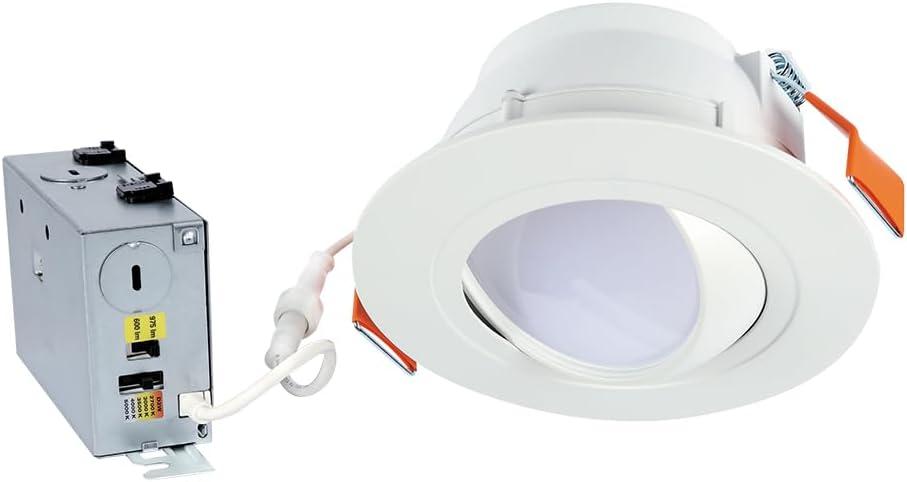 HALO RA 6-Inch Canless LED Recessed Downlight with Adjustable Gimbal, Selectable Lumens and Color Temperatures, Dim-to-Warm - RA6LS9FSD2W1EWHDM (6 in, White)