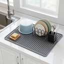 Songrey 24" x 18" Silicone Dish Drying Mat, Kitchen Counter Drying Pad for Sink Dishes or Under Rack, Multi-Use as Heat Resistant Trivet, Coffee Bar Mat