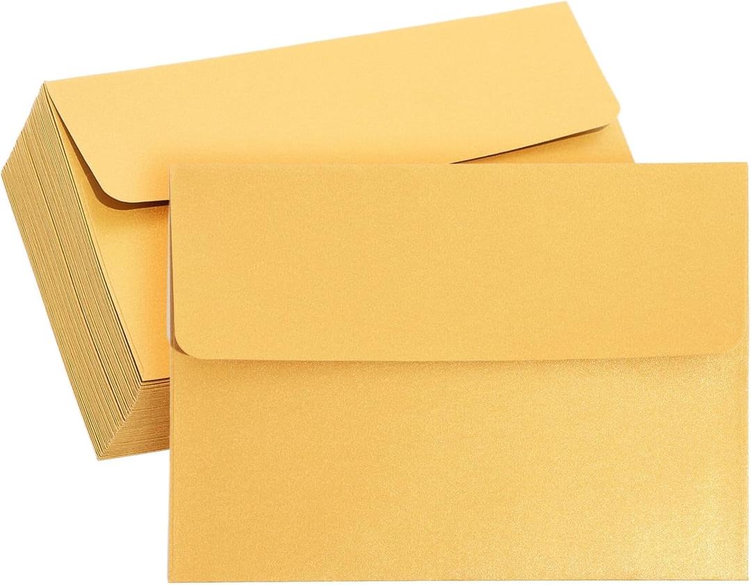 Paper Junkie 50 Pack A7 Metallic Gold Self-Sealing Envelopes for 5x7 Cards  Bulk Set for Wedding, Birthday Party, Greeting & Thank You Notes - A7 Envelopes