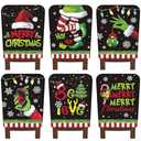 FuWeave 6 Pcs Lime Green Black Christmas Chair Covers Christmas Chair Back Covers Xmas Chair Protector Slipcovers Washable Winter Dining Room Seat Covers for Home Hotel Kitchen Decorations : Home & Kitchen