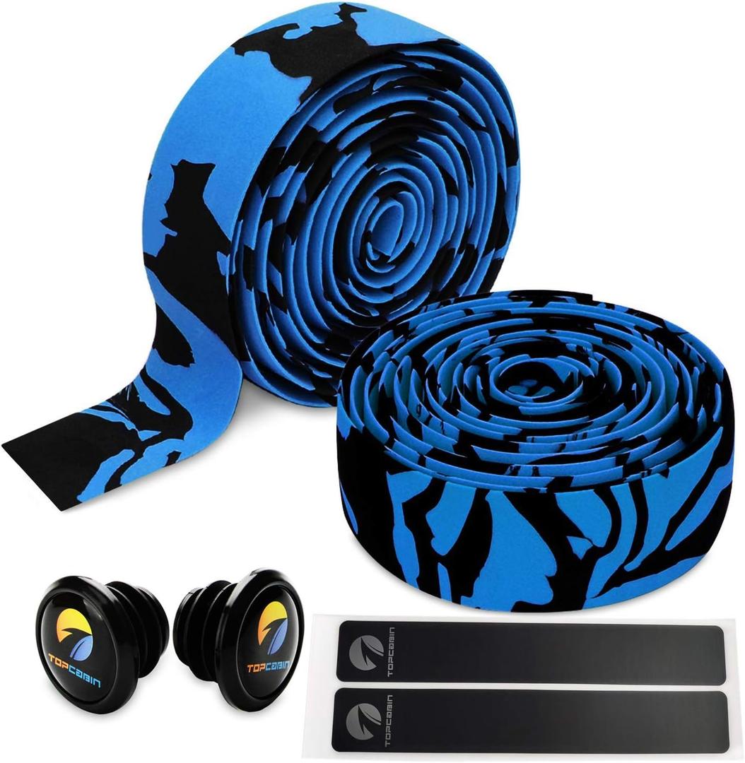TOPCABIN Comfort Gel Road Bike EVA Handlebar Tape Bike Bar Tape Camouflage Series Tape with Reflective Bar Plugs