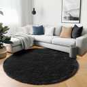 ONASAR Black Round Area Rugs 6ft, Ultra Soft Bedroom Circle Rug for Kids Girls Boys Teen Room, Fluffy Plush Shaggy Carpet Floor Mats for Baby Nursery Living Room Playroom Dorm Home Decor