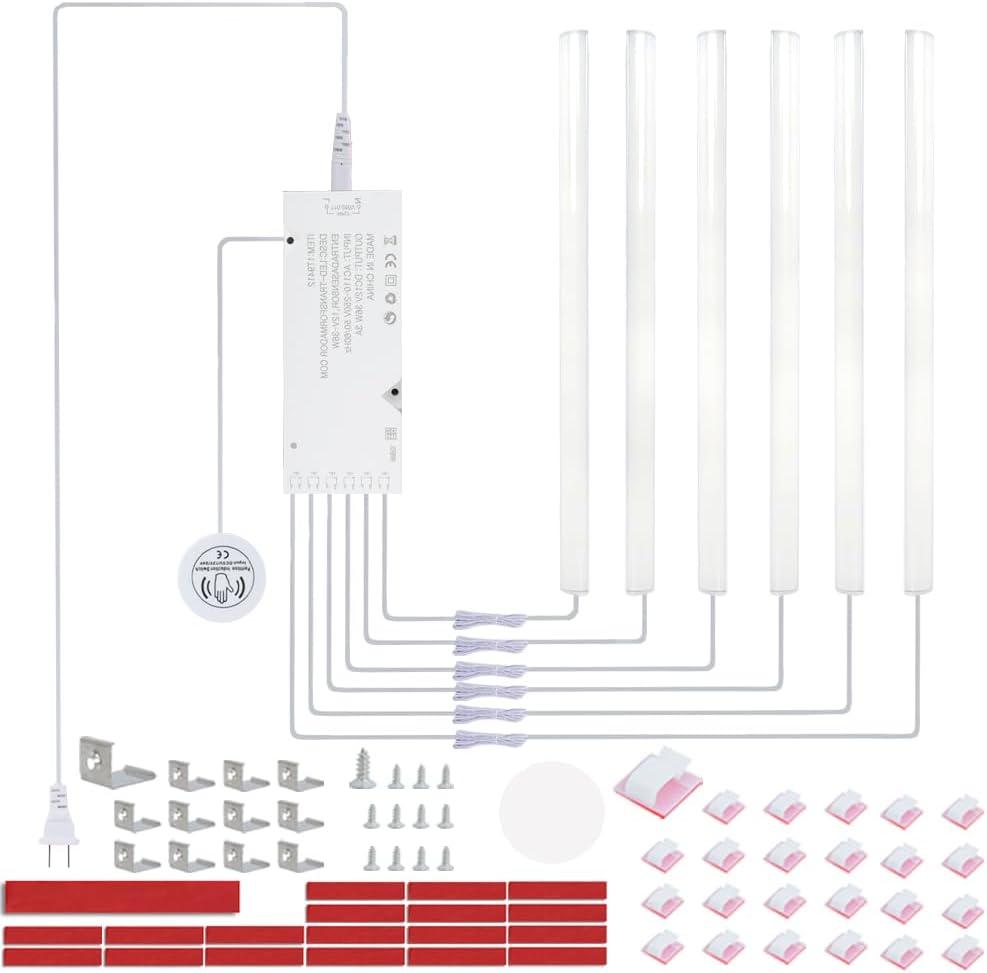 12" V-Shape Diffused LED Light Bars Kit,Aluminum Channel Lights with Touch Sensor for Under Cabinet,Safe,Closet,Under Counter,Book Shelf,Display Showcase,3000K Warm White,6 Pack