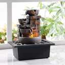 Kalona Dcor Desktop Fountain - 10" 4-Tier Design with Imitation Stone, Indoor Waterfall Tabletop River Rocks & Resin Material for Serene Meditation & Relaxation - Ideal for Home & Office Decor