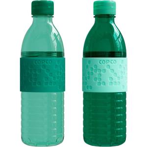 Copco Hydra 16.9oz Water Bottle, Set of 2 - Non-Slip Sleeve & BPA-Free Tritan Plastic - Dishwasher Safe, Reusable To Go Bottle - Leak-Proof, Spill-Proof, Portable Water Bottle (Green & Hunter Green)