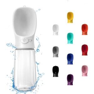 WePet Portable Dog Water Bottle, 19 OZ, Leak Proof Puppy Water Dispenser with Drinking Feeder for Pets Outdoor Walking, Hiking, Travel, Food Grade Plastic (#02 White)
