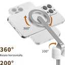 TONEOF 68" Magnetic Selfie Stick Tripod with Aluminum Strong Magnetic Holder for Magsafe, 360 Rotatable Travel Phone Tripod Stand with Metal Ring & Rechargeable Remote for iPhone/AndroidWhite