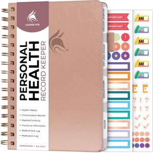 Clever Fox Personal Health Record Keeper  Medical Care Planner  Wellness & Medication Tracker Journal for Patients  Organizer Notebook, Daily Tracking Log Book & Appointment Diary (Rose Gold) (A5 (5.7 x 8.3))