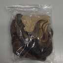 Lativ Brown Wig With Bangs Long Wavy Brown Mixed Blonde Highlight Wig with Dark Roots Ombre Natural Curly Synthetic Resistant Fiber Wigs for Women Daily Party Use, 26 Inches