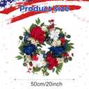 20 Inch 4th of July Wreath, Patriotic Wreaths for Front Door, Red White Blue Hydrangea Flower Wreaths with Daisy for Memorial Day,Independence Day Wreath for Front Door Wall Window Decor