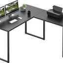 SHW Mission 48 x 48 Inches L-Shape Home Office Computer Desk, Black, 48-Inch L-Shaped