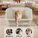 Large Cat Litter Box with High Sides, Cat Litter Pan for Indoor Big Cats, Open Top High Wall Kitty Litter Box with Low Entry for Kitten & Senior Cat, Easy to Clean, Anti-Splashing (Grey)