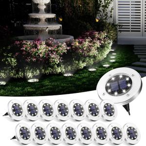 SOLPEX Solar Ground Lights, 16 Pack Solar Lights Outdoor Waterproof, 8 LED Solar Powered Landscape Lighting for Garden Yard Patio Pathway Driveway Walkway (Cool White)