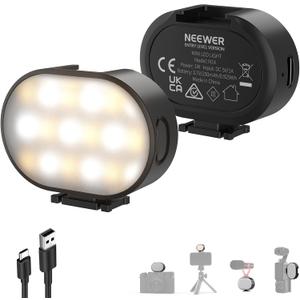 NEEWER ENTRY LEVEL VERSION Magnetic Camera Auxiliary Light for Vlog, 1W Plastic Small Cold Shoe LED Panel Lighting for Phone Cage Action Cam AC024 OSMO Pocket 3 Mount & M21, 3 Modes CRI95+ 250mAh, N14