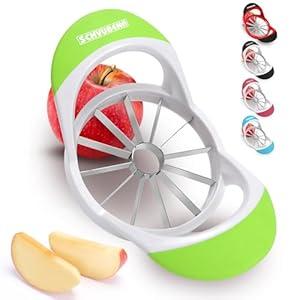 SCHVUBENR Apple Slicer and Corer - 4.72 Inch Stainless Steel Apple Cutter with 16 Sharp Blades - Professional Apple Divider Tool for Quick Slices - Easy to Use & Clean - Slice Fruits with Ease 