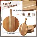 Sliner 6 Pcs Acacia Wood Round Cutting Board Bulk 0.6 Inch Thick Charcuterie Board with Handle Housewarming Gift Large Wooden Chopping Paddle for Cutting Pizza Cheese Meat Fruit (13 x 9 Inch)