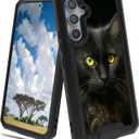 for Samsung Galaxy S24 Plus Case 2 in 1 Dual Layer Hard PC Soft TPU Shock Proof Drop Protective Phone Case for Samsung Galaxy S24 Plus 5G 6.7 inch 2024 - Black Cat