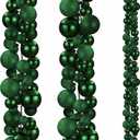 2 Pcs Christmas Ball Garland 6 ft Ball Ornaments Christmas Bulb Garland Xmas Tree Bauble Decorations for Party Supplies Indoor Outdoor Home Office Decoration Accessories (Dark Green)